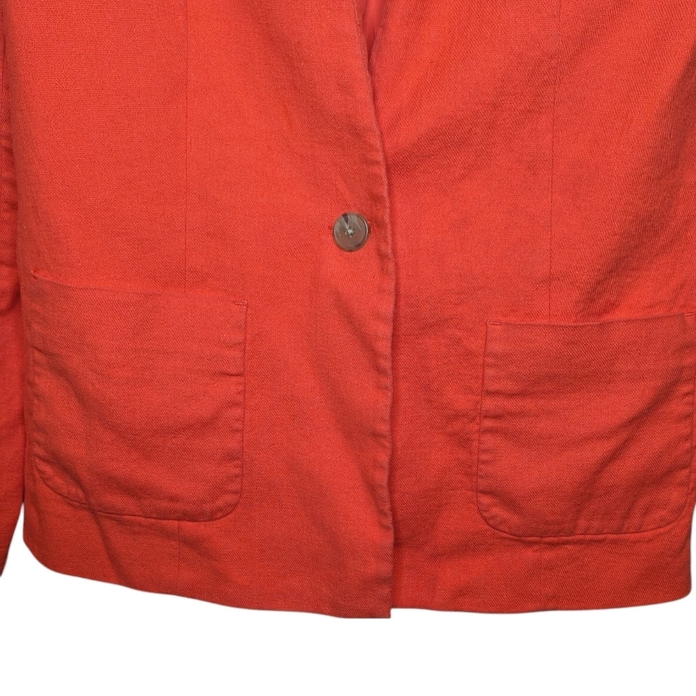 Banana Republic Blazer Size 12 Coral Linen Blend Tailored One Button Workwear - Picture 4 of 13